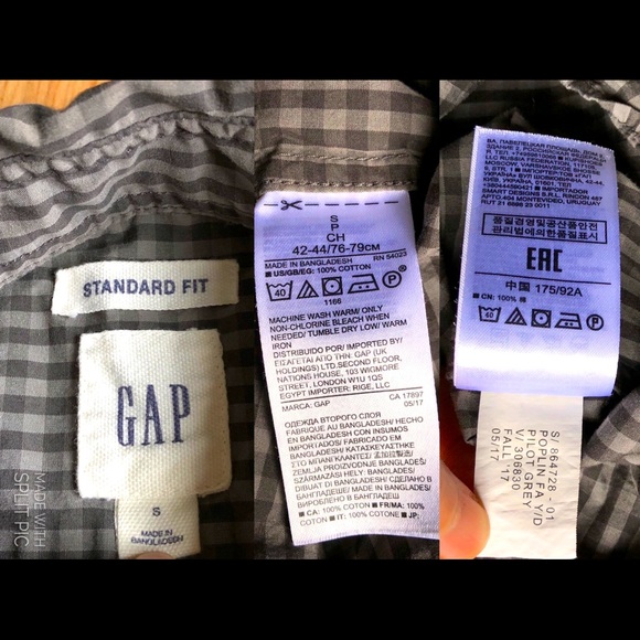 GAP Plaid Poplin Shirt Gray Small Long Sleeve Mens - Picture 3 of 14